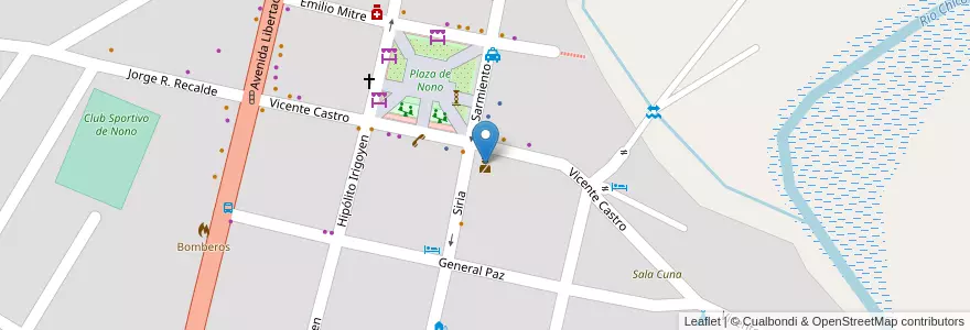 Mapa de ubicacion de Sub-Comisaria de Nono en アルゼンチン, コルドバ州, Departamento San Alberto, Municipio De Nono, Pedanía Nono, Nono.