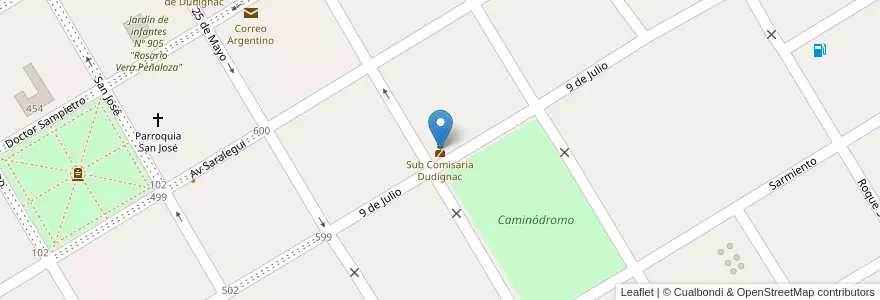 Mapa de ubicacion de Sub Comisaria Dudignac en Аргентина, Буэнос-Айрес, Partido De Nueve De Julio, Cuartel Dudignac.