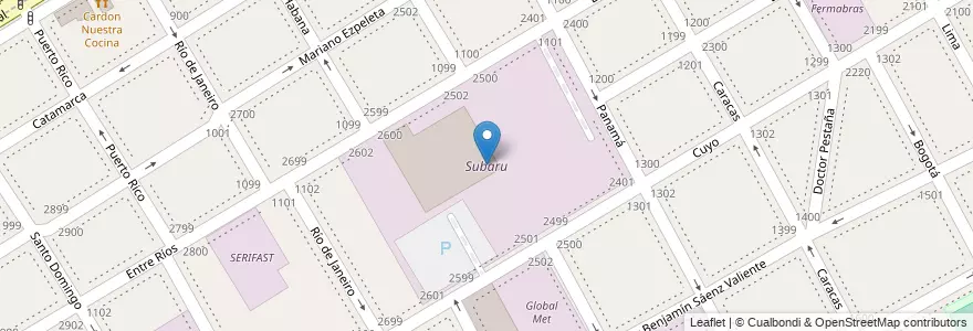 Mapa de ubicacion de Subaru en Argentine, Province De Buenos Aires, Partido De San Isidro, Martínez.