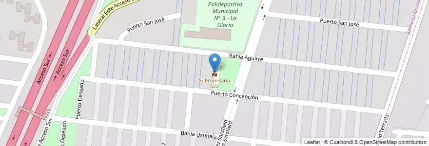 Mapa de ubicacion de Subcomisaría 52a en Аргентина, Чили, Мендоса, Godoy Cruz, Distrito Las Tortugas.