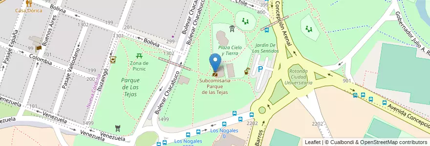 Mapa de ubicacion de Subcomisaria Parque de las Tejas en Аргентина, Кордова, Departamento Capital, Pedanía Capital, Córdoba, Municipio De Córdoba.