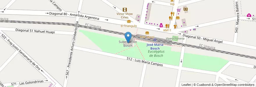 Mapa de ubicacion de Subestación Bosch en Arjantin, Buenos Aires, Partido De Tres De Febrero.