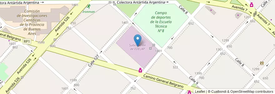 Mapa de ubicacion de Subestación de EDELAP, Tolosa en Arjantin, Buenos Aires, Partido De La Plata, Tolosa.