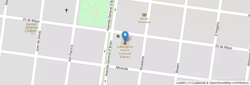 Mapa de ubicacion de Subestación Policía Comunal O’Brien en Argentinien, Provinz Buenos Aires, Partido De Bragado, Cuartel O´Brien, Eduardo O'Brien.