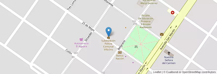 Mapa de ubicacion de Subestación Policía Comunal Villa Iris en Argentinië, Buenos Aires, Partido De Puan, Villa Iris.