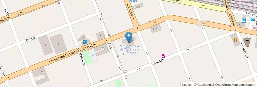 Mapa de ubicacion de Subsecretaria de Transporte y Transito en アルゼンチン, ブエノスアイレス州, Partido De Merlo, Merlo.