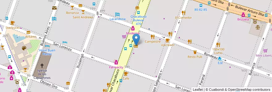 Mapa de ubicacion de Subway (1) en الأرجنتين, Córdoba, Departamento Capital, Pedanía Capital, Córdoba, Municipio De Córdoba.