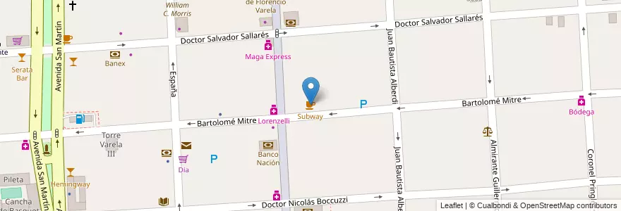 Mapa de ubicacion de Subway en Arjantin, Buenos Aires, Partido De Florencio Varela, Florencio Varela.