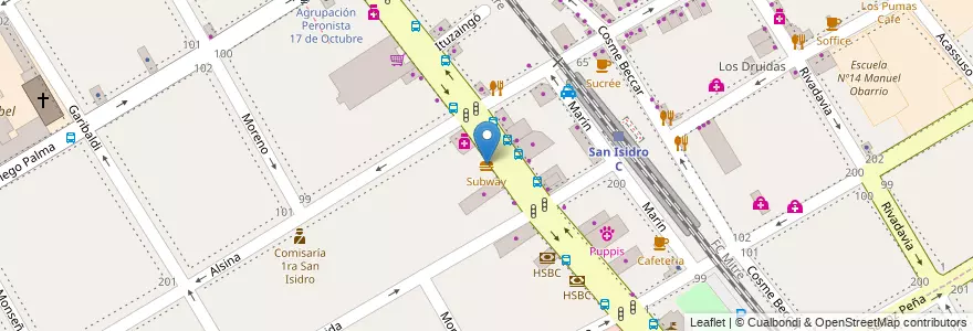 Mapa de ubicacion de Subway en الأرجنتين, بوينس آيرس, Partido De San Isidro, San Isidro.