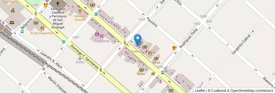 Mapa de ubicacion de Subway en Arjantin, Buenos Aires, Partido De San Miguel, San Miguel.