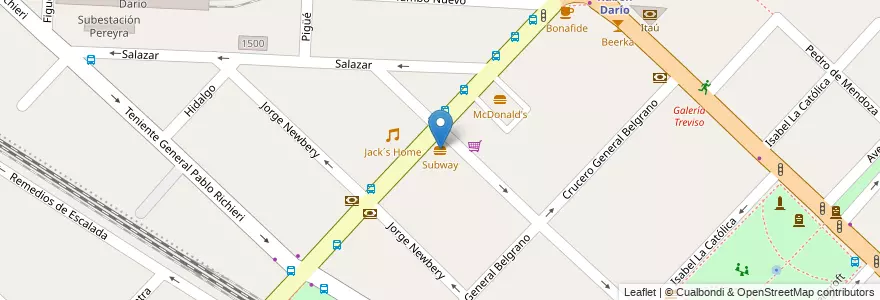 Mapa de ubicacion de Subway en الأرجنتين, بوينس آيرس, Partido De Hurlingham, Hurlingham.