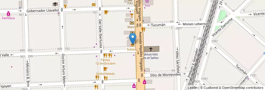 Mapa de ubicacion de Subway en آرژانتین, استان بوئنوس آیرس, Partido De Lanús, Lanús Oeste.