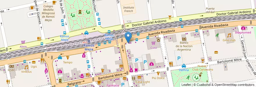 Mapa de ubicacion de Subway en Argentina, Buenos Aires, Partido De La Matanza, Ramos Mejía.