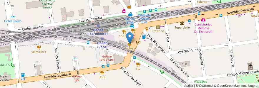 Mapa de ubicacion de Subway en Arjantin, Buenos Aires, Partido De Morón, Haedo.