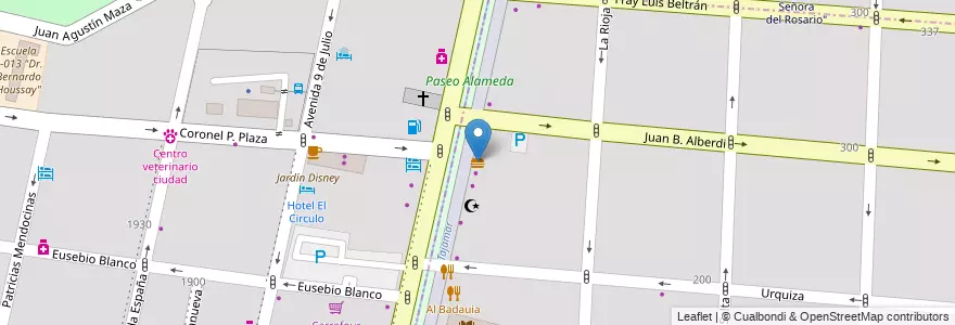 Mapa de ubicacion de Subway en 阿根廷, 智利, Mendoza, Departamento Capital, Ciudad De Mendoza, Sección 3ª Parque O'Higgins.