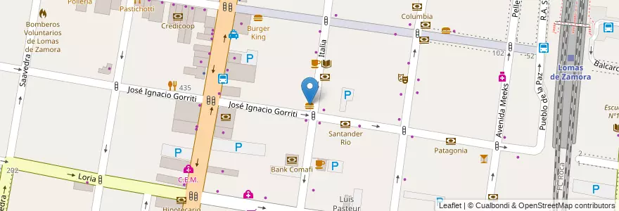 Mapa de ubicacion de Subway en アルゼンチン, ブエノスアイレス州, Partido De Lomas De Zamora, Lomas De Zamora.