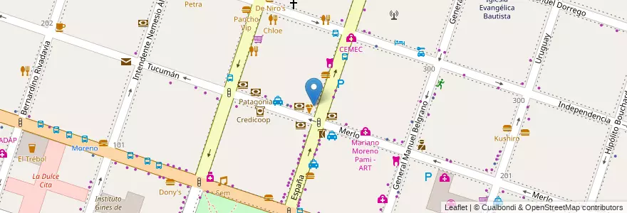 Mapa de ubicacion de Subway en Arjantin, Buenos Aires, Partido De Moreno, Moreno.