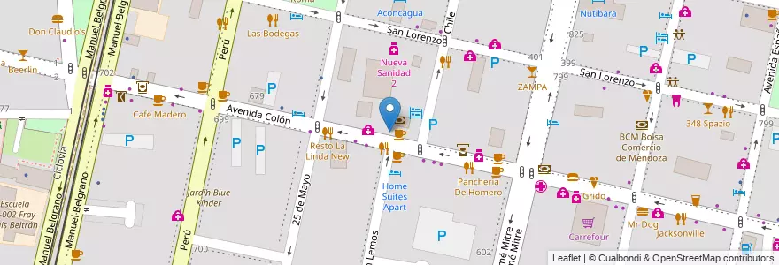 Mapa de ubicacion de Subway en Argentine, Chili, Mendoza, Departamento Capital, Sección 2ª Barrio Cívico, Ciudad De Mendoza.