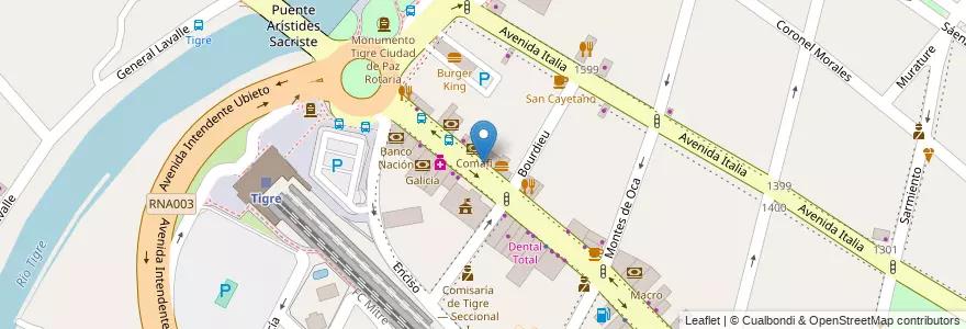 Mapa de ubicacion de Subway en Arjantin, Buenos Aires, Partido De Tigre, Tigre.