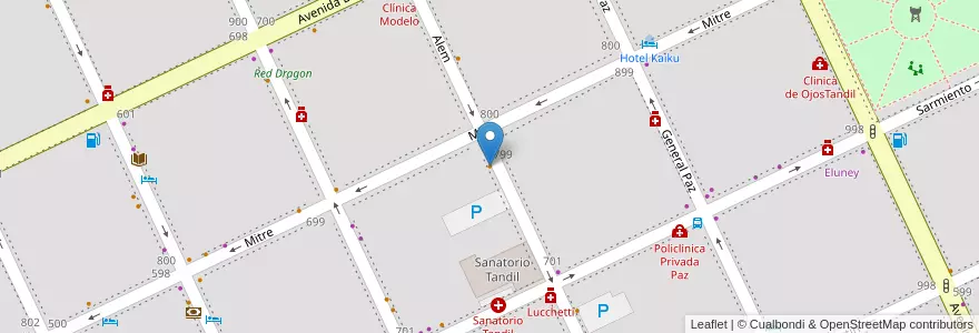 Mapa de ubicacion de Subway en アルゼンチン, ブエノスアイレス州, Partido De Tandil, Tandil.
