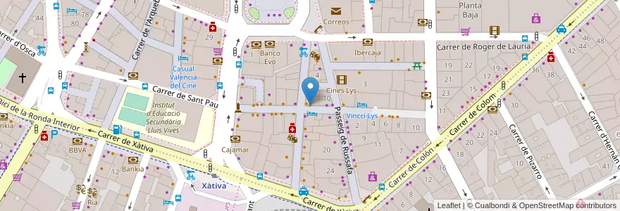 Mapa de ubicacion de Subway en Espanha, Comunidade Valenciana, València / Valencia, Comarca De València, València.