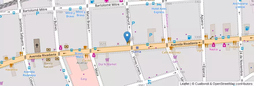 Mapa de ubicacion de Subway, Almagro en Arjantin, Ciudad Autónoma De Buenos Aires, Comuna 5, Buenos Aires.