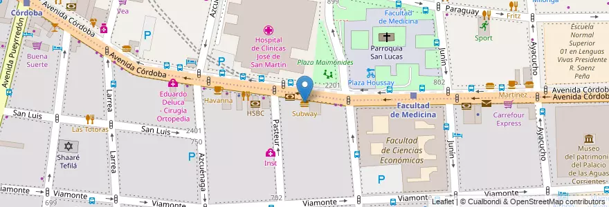 Mapa de ubicacion de Subway, Balvanera en Argentinien, Ciudad Autónoma De Buenos Aires, Buenos Aires.