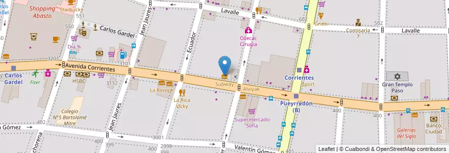 Mapa de ubicacion de Subway, Balvanera en Arjantin, Ciudad Autónoma De Buenos Aires, Comuna 3, Buenos Aires.