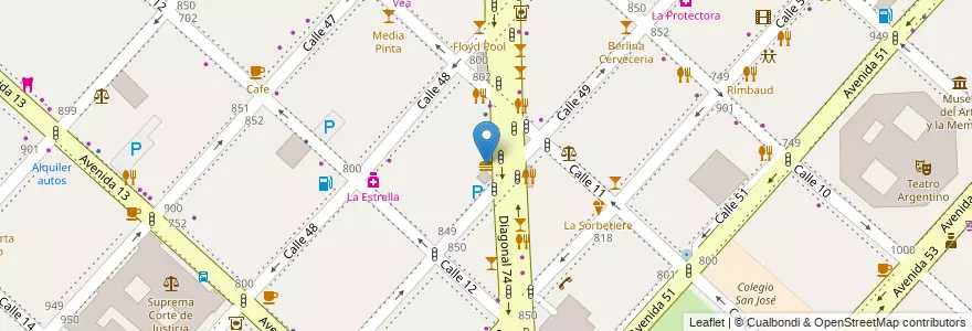 Mapa de ubicacion de Subway, Casco Urbano en 阿根廷, 布宜诺斯艾利斯省, Partido De La Plata, La Plata.
