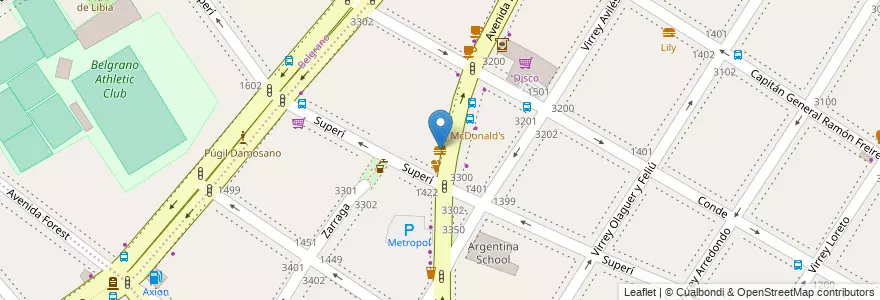Mapa de ubicacion de Subway, Colegiales en Argentinië, Ciudad Autónoma De Buenos Aires, Buenos Aires.