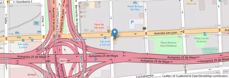 Mapa de ubicacion de Subway, Constitucion en アルゼンチン, Ciudad Autónoma De Buenos Aires, Comuna 1, ブエノスアイレス.