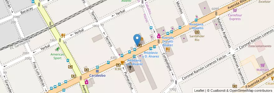 Mapa de ubicacion de Subway, Flores en アルゼンチン, Ciudad Autónoma De Buenos Aires, Comuna 7, ブエノスアイレス.