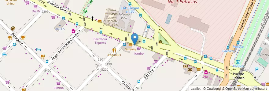 Mapa de ubicacion de Subway, Palermo en 阿根廷, Ciudad Autónoma De Buenos Aires, 布宜诺斯艾利斯, Comuna 14.