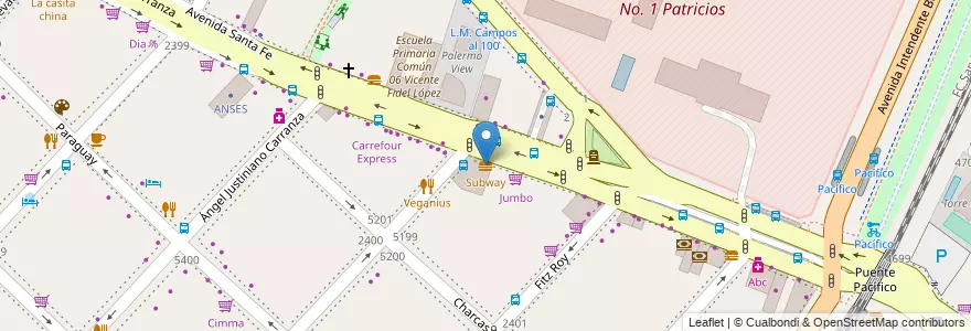 Mapa de ubicacion de Subway, Palermo en الأرجنتين, Ciudad Autónoma De Buenos Aires, Buenos Aires, Comuna 14.