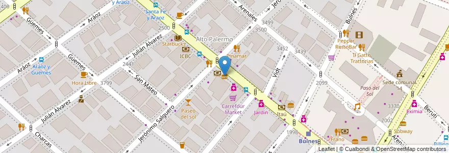 Mapa de ubicacion de Subway, Palermo en Argentinien, Ciudad Autónoma De Buenos Aires, Buenos Aires, Comuna 14.