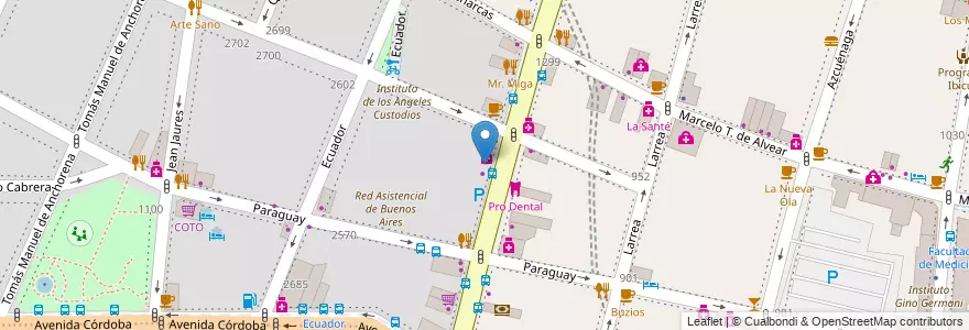 Mapa de ubicacion de Subway, Recoleta en アルゼンチン, Ciudad Autónoma De Buenos Aires, Comuna 2, ブエノスアイレス.