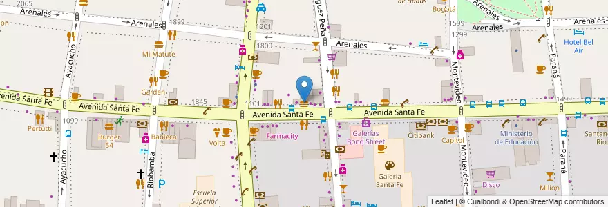 Mapa de ubicacion de Subway, Recoleta en آرژانتین, Ciudad Autónoma De Buenos Aires, Comuna 2, Buenos Aires.