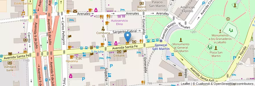 Mapa de ubicacion de Subway, Retiro en Аргентина, Буэнос-Айрес, Comuna 1, Буэнос-Айрес.