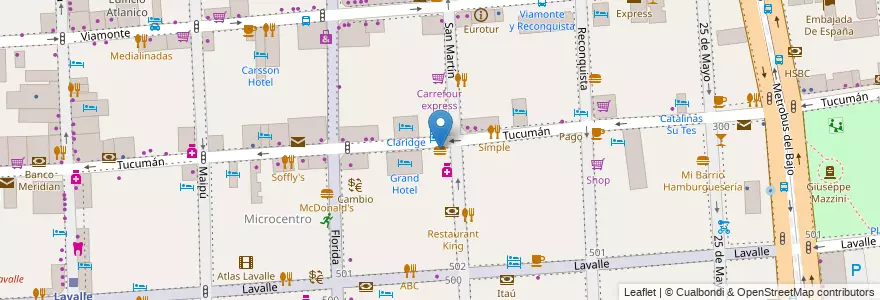 Mapa de ubicacion de Subway, San Nicolas en 阿根廷, Ciudad Autónoma De Buenos Aires, Comuna 1, 布宜诺斯艾利斯.