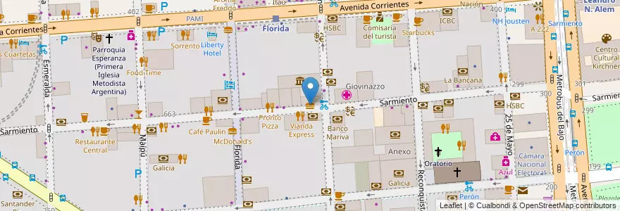 Mapa de ubicacion de Subway, San Nicolas en 阿根廷, Ciudad Autónoma De Buenos Aires, Comuna 1, 布宜诺斯艾利斯.