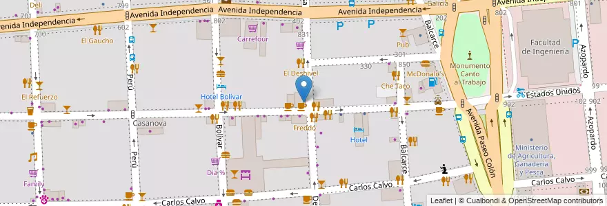 Mapa de ubicacion de Subway, San Telmo en Arjantin, Ciudad Autónoma De Buenos Aires, Comuna 1, Buenos Aires.