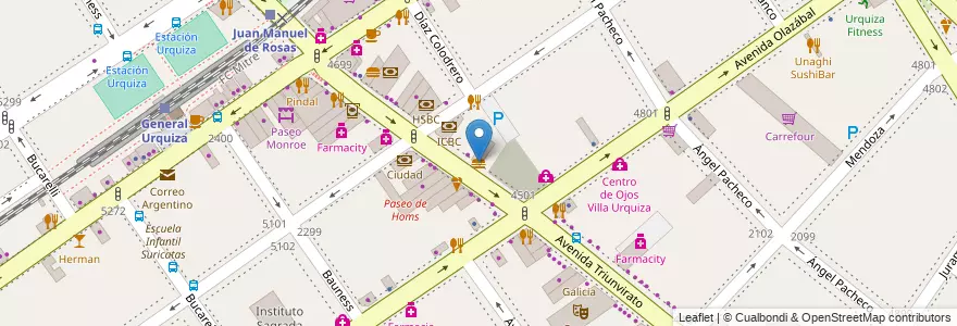 Mapa de ubicacion de Subway, Villa Urquiza en Аргентина, Буэнос-Айрес, Comuna 12, Буэнос-Айрес.