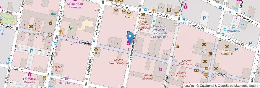 Mapa de ubicacion de Subway en 阿根廷, Santa Fe, Departamento Rosario, Municipio De Rosario, 罗萨里奥.