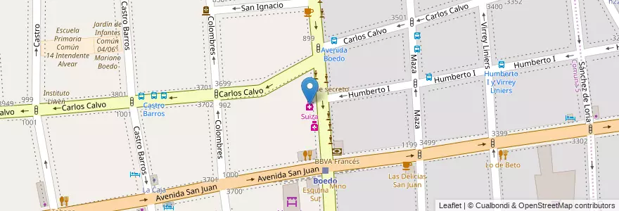 Mapa de ubicacion de Suiza, Boedo en الأرجنتين, Ciudad Autónoma De Buenos Aires, Comuna 5, Buenos Aires.