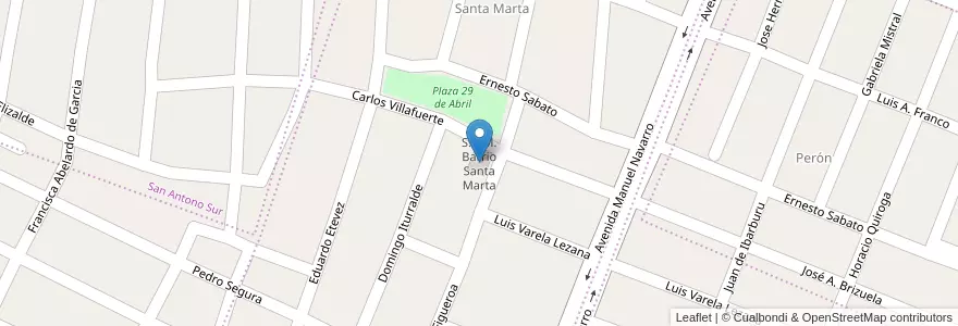 Mapa de ubicacion de S.U.M. Barrio Santa Marta en 阿根廷, Catamarca, Departamento Capital, Municipio De San Fernando Del Valle De Catamarca, San Fernando Del Valle De Catamarca.