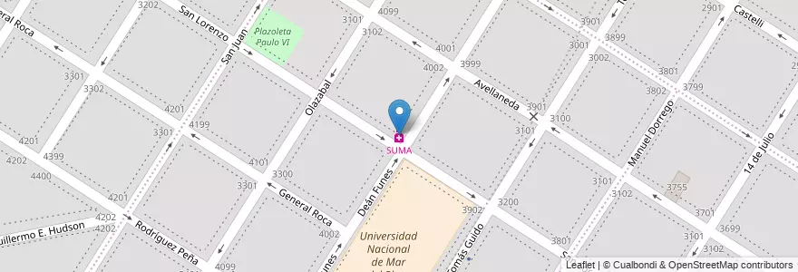 Mapa de ubicacion de SUMA en アルゼンチン, ブエノスアイレス州, Partido De General Pueyrredón, Mar Del Plata.