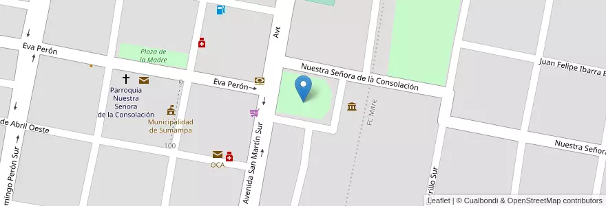 Mapa de ubicacion de Sumampa en アルゼンチン, サンティアゴ・デル・エステロ州, Departamento Quebrachos, Sumampa.