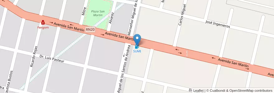 Mapa de ubicacion de SUMI en Argentina, Córdova, Departamento San Javier, Pedanía Dolores, Municipio De Villa Dolores, Villa Dolores.