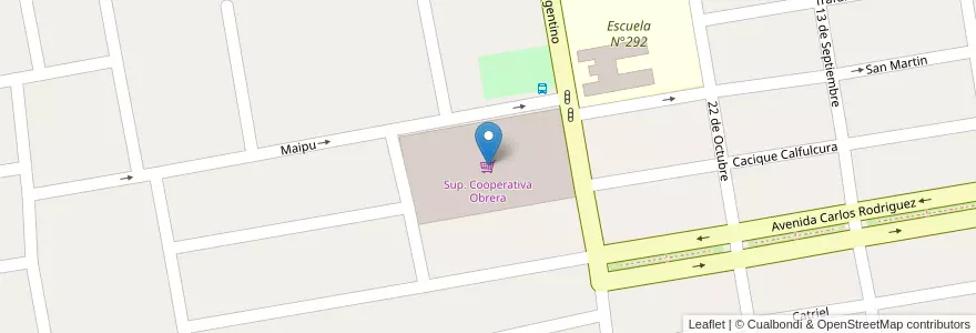 Mapa de ubicacion de Sup. Cooperativa Obrera en Argentina, Chile, Neuquén, Departamento Confluencia, Municipio De Cutral Có, Cutral Có.