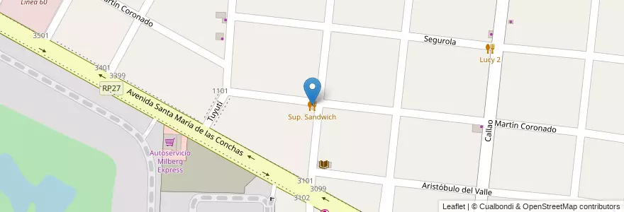 Mapa de ubicacion de Sup. Sandwich en Argentine, Province De Buenos Aires, Partido De Tigre, Rincón De Milberg.